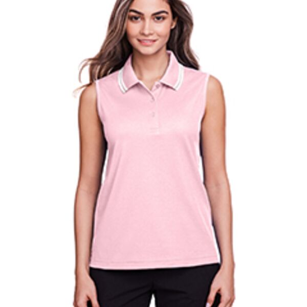 Devon & Jones CrownLux Performance® Ladies' Plaited Tipped Sleeveless Polo DG20SW CrownLux Performance® Ladies' Plaited Tipped Sleeveless Polo Thumbnail