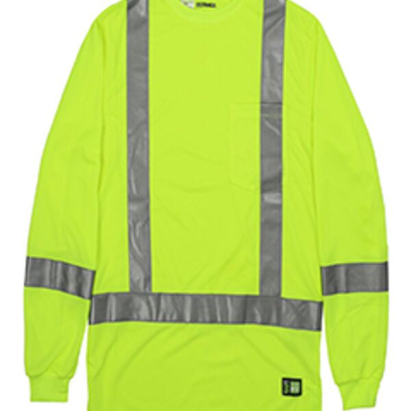 Berne Apparel Men's Tall Hi-Vis Class 3 Performance Long Sleeve T-Shirt HVK013T Men's Tall Hi-Vis Class 3 Performance Long Sleeve T-Shirt Thumbnail